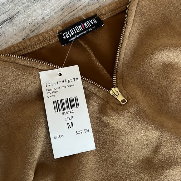 Suede camel fashionnova dress size Medium - Picture 2 of 3